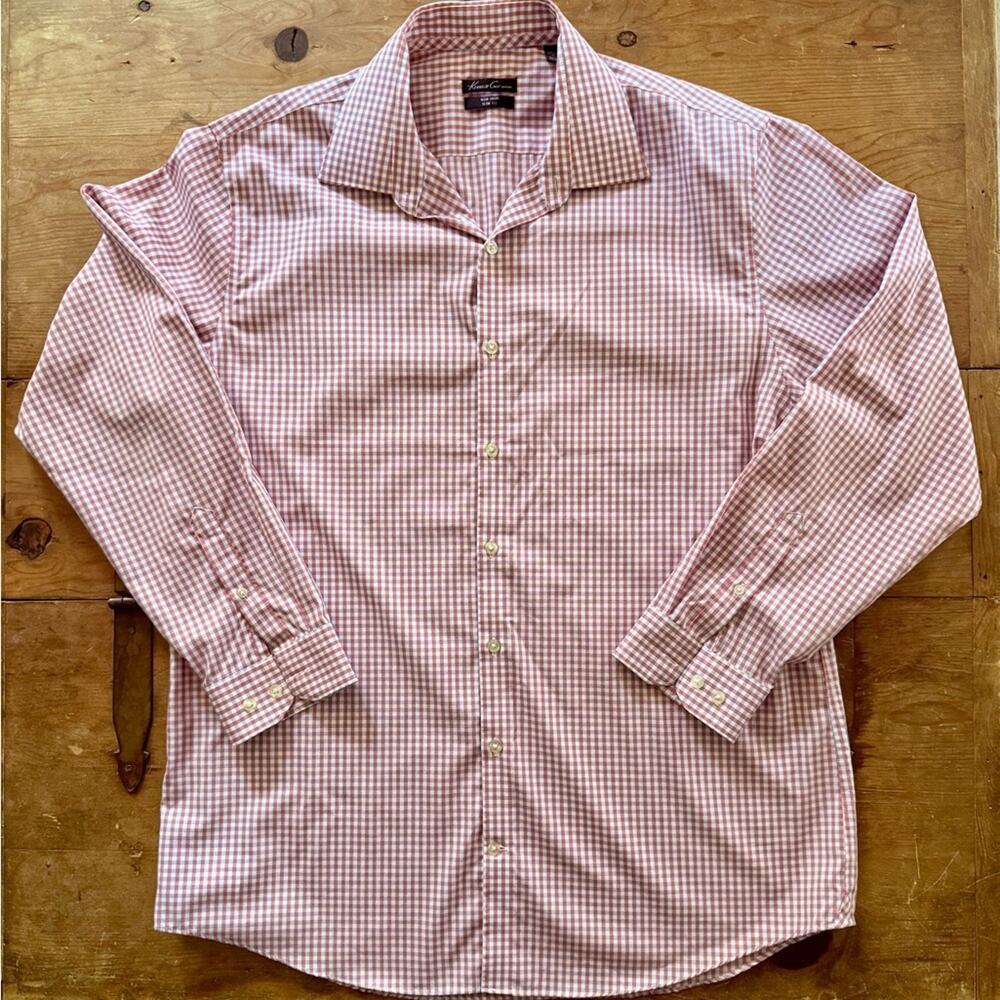 Kenneth Cole New York Non iron slim fit Checkered Shirt size 17